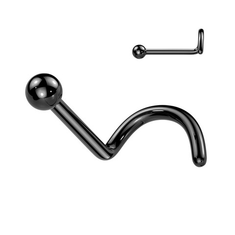Nenänappi 0,8mm, Titanium Ball 2mm -titaaninen nenäkoru (musta)