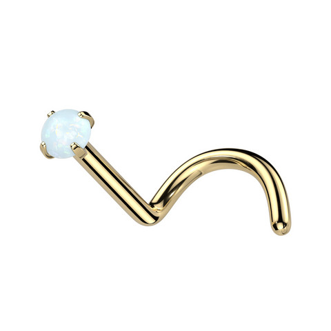 Nenänappi 0,8mm, Titanium Gold Opal -titaaninen nenäkoru (kulta)