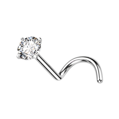 Nenänappi 0,8mm, Titanium 2,5mm CZ Stud -titaaninen nenäkoru