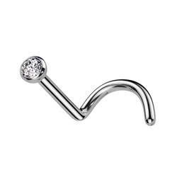 Nenänappi 0,8mm, Titanium 2,5mm Prong CZ Stud -titaaninen nenäkoru