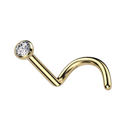 Nenänappi 0,8mm, Titanium 2,5mm Prong CZ -titaaninen nenäkoru (kulta)