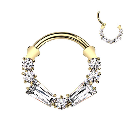 Lävistysrengas 1,2mm, Titanium Deluxe Hoop in Gold -titaaninen clicker