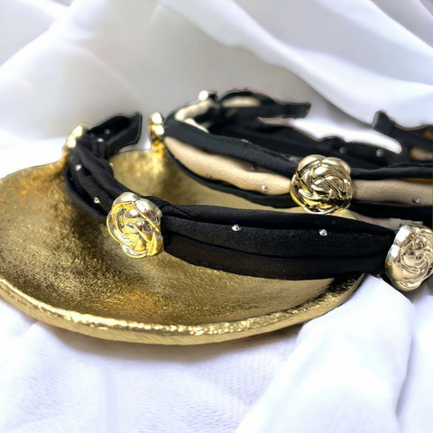 SUGAR SUGAR®, Roses Hairband -musta/kerma comfy-hiuspanta