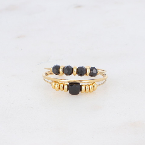 BOHM PARIS|Bague Abatina -musta onyx pyöriteltävä kivisormus