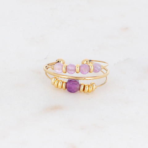 BOHM PARIS|Bague Abatina -ametisti pyöriteltävä kivisormus
