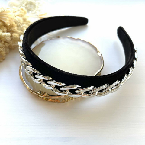 SUGAR SUGAR®, Demi Hairband -ketjukoristeinen hiuspanta (hopea)