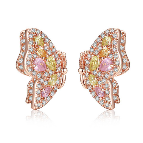 FRENCH RIVIERA|Butterfly Earrings -ruusukultaiset perhoskorvakorut