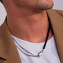 BOHM PARIS Stockholm|Collier Skye -kirurginteräsketju (hopea, onyx)