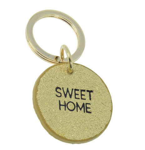 FRENCH RIVIERA, Sweet Home -kultainen nahkainen avaimenperä