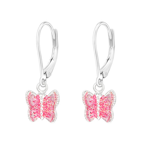Lasten hopeakorvakorut, Shiny Butterfly -pinkit perhoskorvakorut