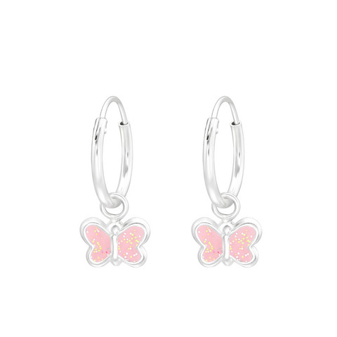 Lasten hopearenkaat, Pale Pink Butterfly -pinkit perhoskorvakorut