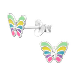 Lasten hopeanapit, Rainbow Butterfly -värikkäät perhoskorvakorut