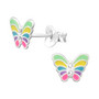 Lasten hopeanapit, Rainbow Butterfly -värikkäät perhoskorvakorut
