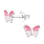 Lasten hopeanapit, Small Butterfly -vaaleanpunaiset perhoskorvakorut