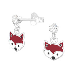 Lasten hopeakorvakorut, Fox Head -kettu korvakorut kristallilla
