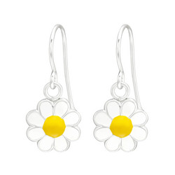 Lasten hopeakorvakorut, Sunny Flower -valkoiset kukkakorvakorut