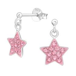 Lasten hopeakorvakorut, Sparkly Star -vaaleanpunaiset tähtikorvakorut