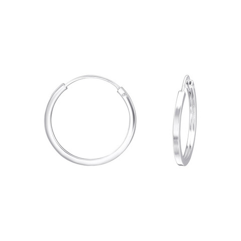 Hopearenkaat, Basic Flat 16mm Silver Hoops -sileät renkaat