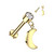 Rustokoru/traguskoru, Crescent Moon Dangle in Gold -titaaninen labret