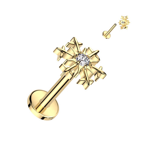 Rustokoru/traguskoru, Snowflake Top in Gold -titaaninen labret