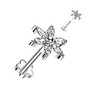Titaaninen labret 1mm, Clear Push in Flower Labret