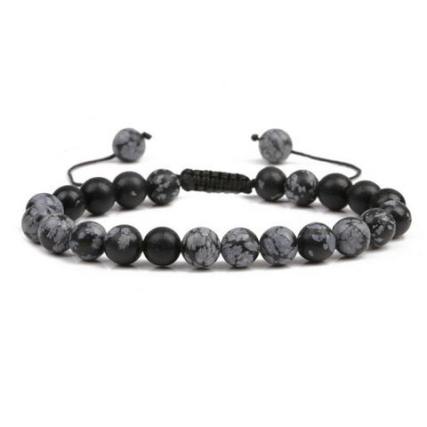 NATURE COLLECTION, Snowflake Obsidian -lumihiutaleobsidiaani rannekoru