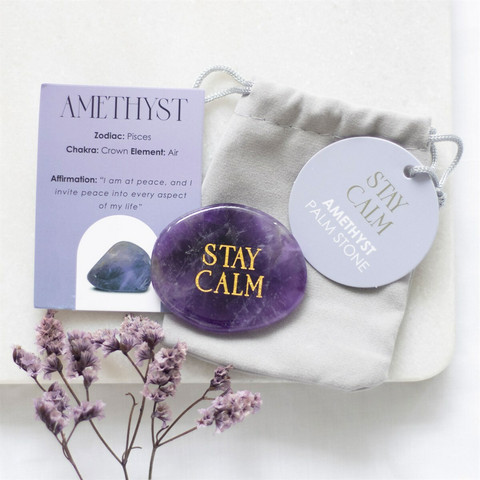 Stay Calm Amethyst -ametisti kämmenkivi 