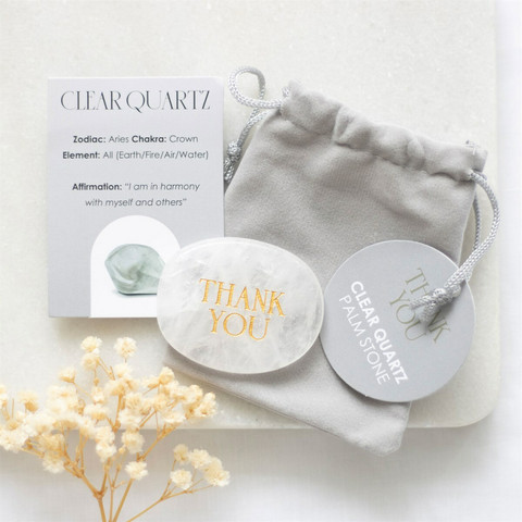 Thank You Clear Quartz -vuorikristalli kämmenkivi 
