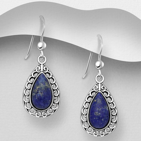 PREMIUM COLLECTION|Maja -hopeiset lapis lazuli pisarakorvakorut