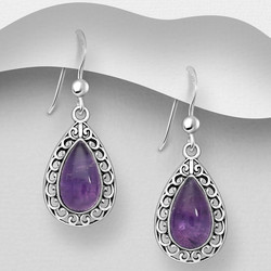 PREMIUM COLLECTION|Maja -hopeiset ametisti pisarakorvakorut