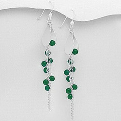 PREMIUM COLLECTION|Tove -hopeiset vihreä onyx korvakorut