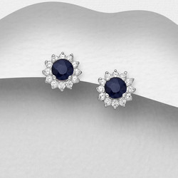PREMIUM COLLECTION|Mini Victoria -hopeiset siniset safiirikorvakorut