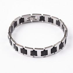 Kirurginteräsrannekoru, Stainless Steel Black Squares