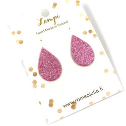 LEMPI-korvanapit, Pisara (vaaleanpunainen glitter)