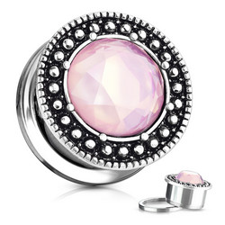 Plugi 12mm, Pink Stone Centered