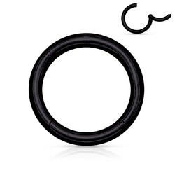 Lävistysrengas, Hinged Segment Ring in Black 1,6mm/monta kokoa