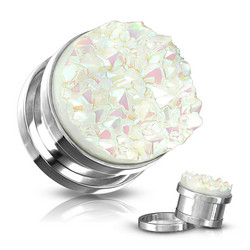 Plugi 12mm, Druzy Stone in White