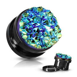 Plugi 14mm, Druzy Stone in Blue