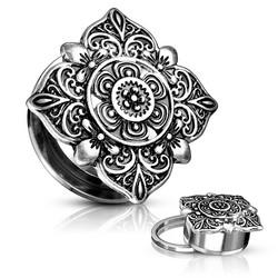 Plugi 10mm, Floral Filigree Square Top
