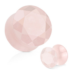 Plugi 10mm, Rose Quartz  Faceted Gem (ruusukvartsi)
