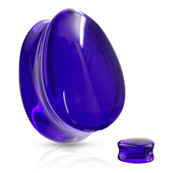 Plugi 10mm, Tear Drop Glass in Blue