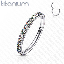 Lävistysrengas, Titanium Hinged Segment Hoop Rings with CZ