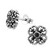 Hopeiset korvanapit, Silver Flower Ear Studs with Black CZ