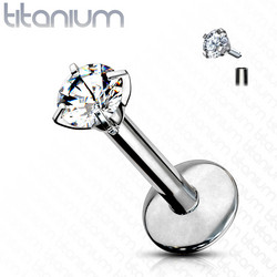 Rustokoru/traguskoru, Titanium Round Large 4mm CZ
