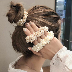 Donitsi/Scrunchie|SUGAR SUGAR, Pearls in Golden Brown -scrunchie