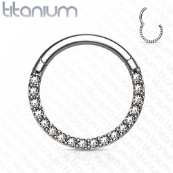 Lävistysrengas, Front Facing Titanium Hinged Hoop Rings with CZ