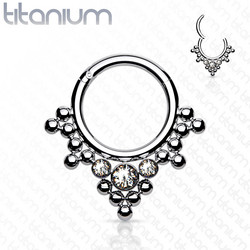 Lävistysrengas, Titanium Hinged Segment Hoop Ring with Tribal Beads