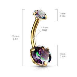 Napakoru, Prong Set Round CZ in AB Pink/Gold
