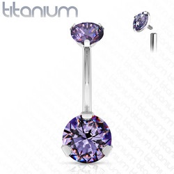 Napakoru,Titanium Prong Set Round CZ in Light Purple
