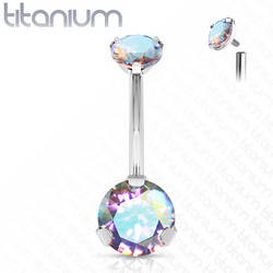 Napakoru,Titanium Prong Set Round CZ in AB Clear